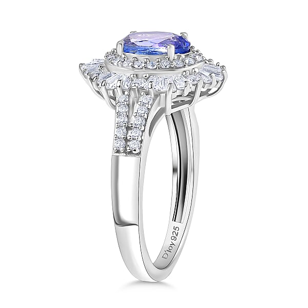 Shop Lc D'Joy Tanzanite Moissanite Ring In Rhodium Over Sterling Silver 2.15 Ctw