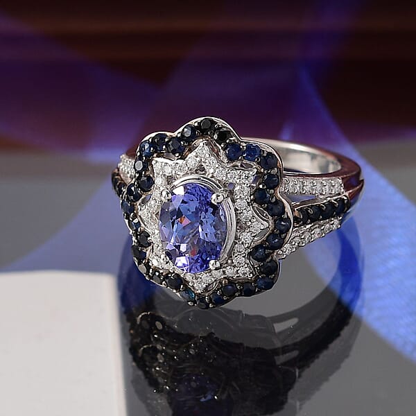 Shop Lc D'Joy Tanzanite Multi Gemstone Ring In Rhodium Over Sterling Silver 2.80 Ctw