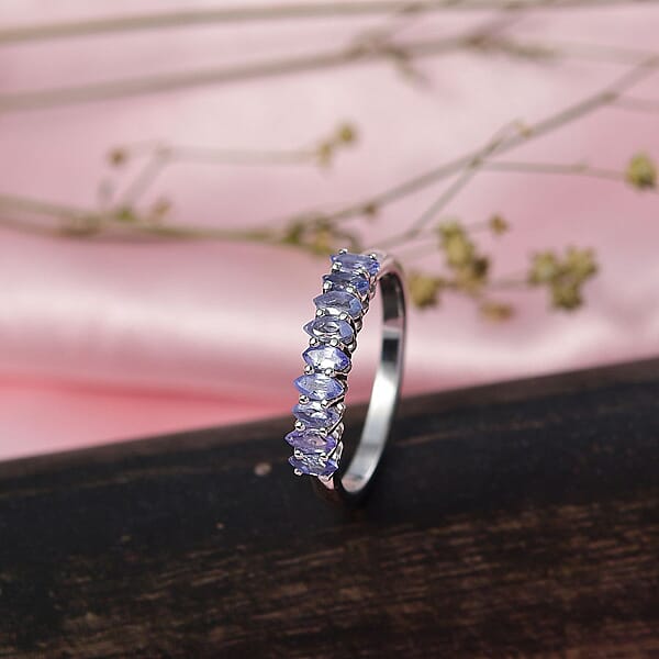 Shop Lc D'Joy Tanzanite Ring In Rhodium Over Sterling Silver 0.85 Ctw