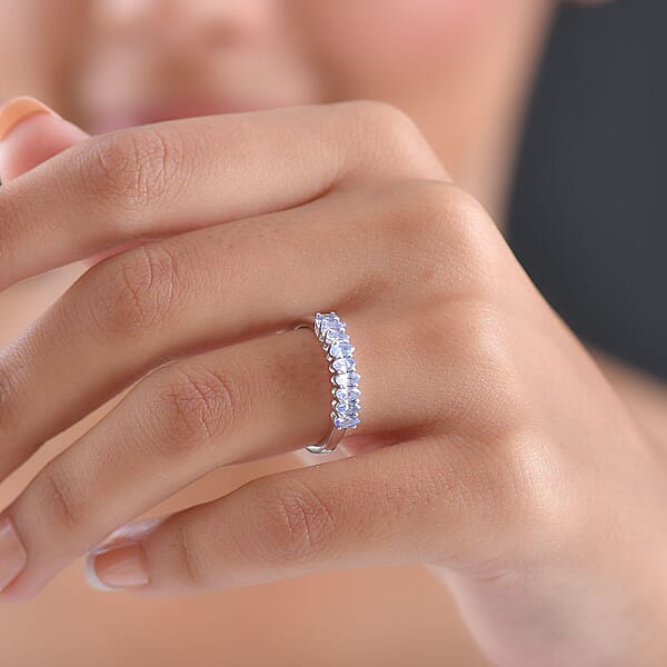 Shop Lc D'Joy Tanzanite Ring In Rhodium Over Sterling Silver 0.85 Ctw