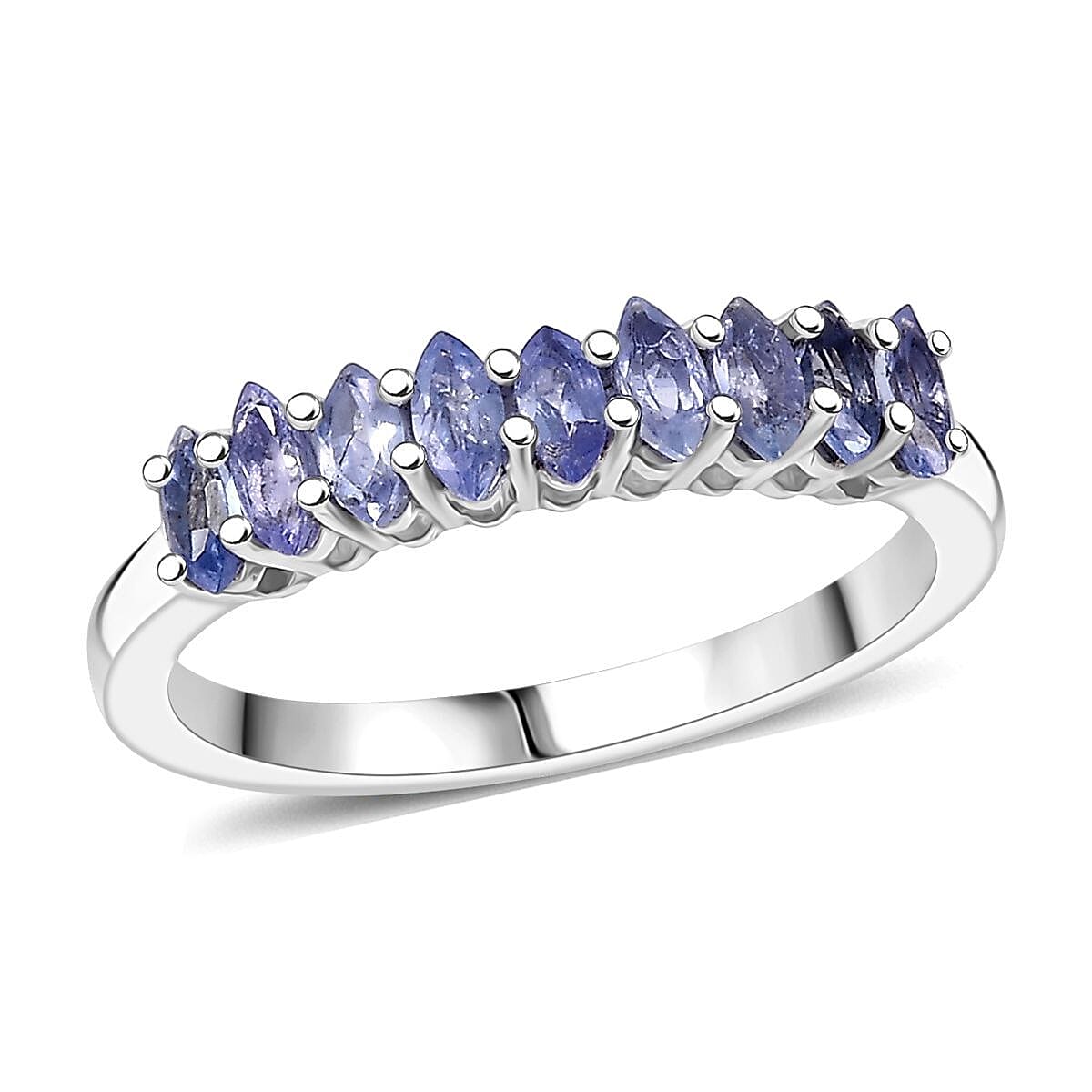 shop lc D'Joy Tanzanite Ring in Rhodium Over Sterling Silver 0.85 ctw