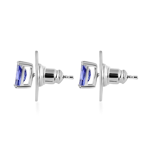 Shop Lc D'Joy Tanzanite Solitaire Stud Earrings In Platinum Over Sterling Silver 1.10 Ctw (Del. In 10-12 Days)