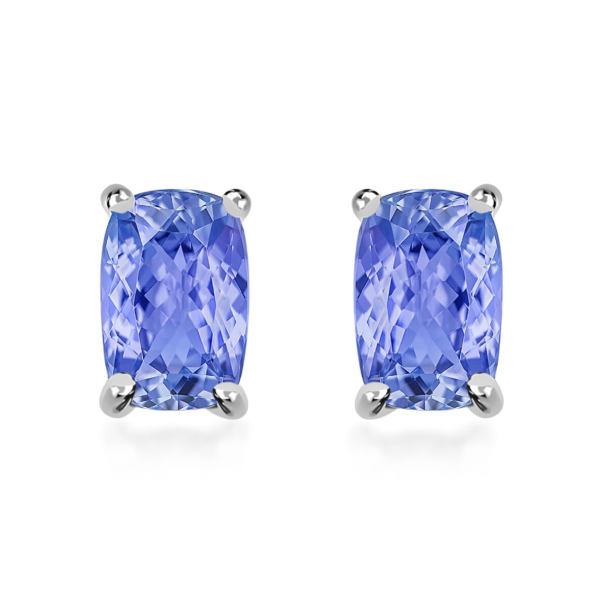 shop lc D'Joy Tanzanite Solitaire Stud Earrings in Platinum Over Sterling Silver 1.10 ctw (Del. in 10-12 Days)