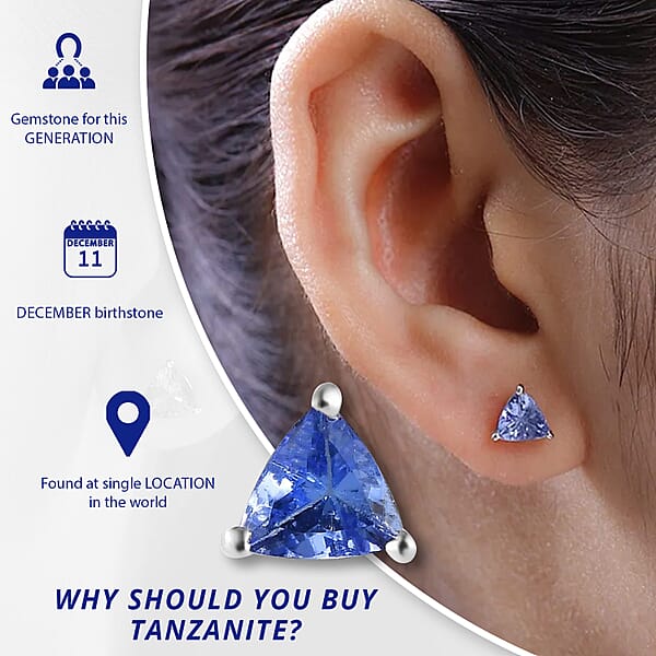 Shop Lc D'Joy Tanzanite Stud Earrings In Platinum Plated Sterling Silver Solitaire Studs For Women Wedding Jewelry Gifts Silver Earrings 0.65 Ctw
