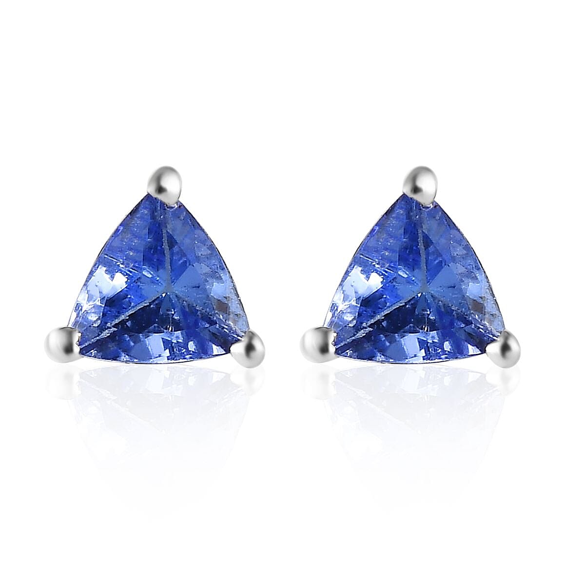 shop lc D'Joy Tanzanite Stud Earrings in Platinum Plated Sterling Silver Solitaire Studs For Women Wedding Jewelry Gifts Silver Earrings 0.65 ctw