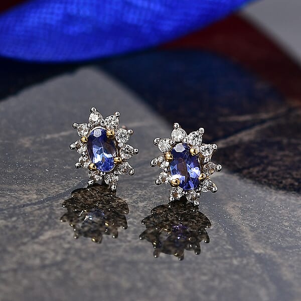 Shop Lc D'Joy Tanzanite White Zircon Ballerina Earrings In 18K Vermeil YG Over Sterling Silver 0.65 Ctw