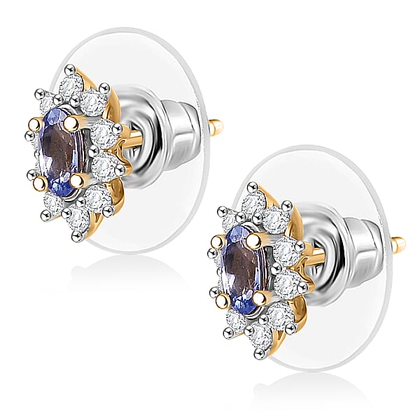 Shop Lc D'Joy Tanzanite White Zircon Ballerina Earrings In 18K Vermeil YG Over Sterling Silver 0.65 Ctw