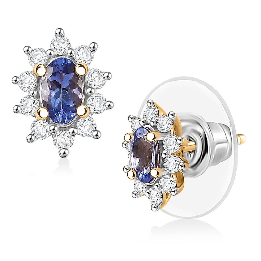 shop lc D'Joy Tanzanite White Zircon Ballerina Earrings in 18K Vermeil YG Over Sterling Silver 0.65 ctw