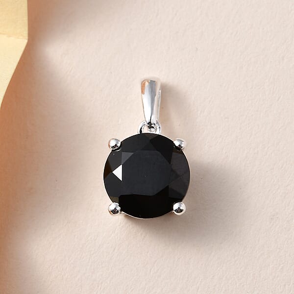 Shop Lc D'Joy Thai Black Spinel Solitaire Pendant Without Chain In Sterling Silver 3.25 Ctw