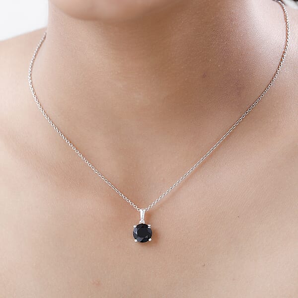 Shop Lc D'Joy Thai Black Spinel Solitaire Pendant Without Chain In Sterling Silver 3.25 Ctw
