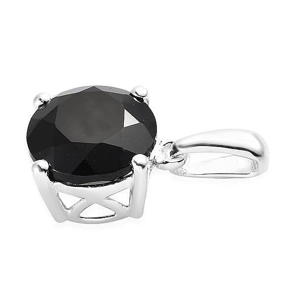Shop Lc D'Joy Thai Black Spinel Solitaire Pendant Without Chain In Sterling Silver 3.25 Ctw