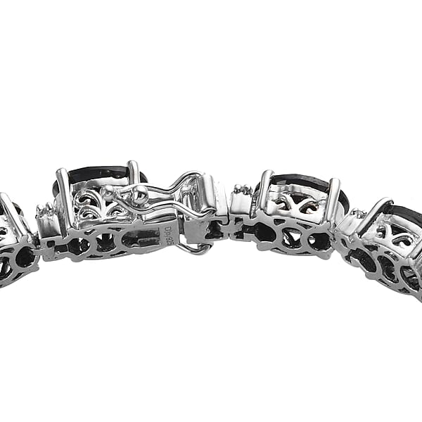 Shop Lc D'Joy Thai Black Spinel White Zircon Bracelet In Platinum Over Sterling Silver 40.50 Ctw (7.25 Inches)