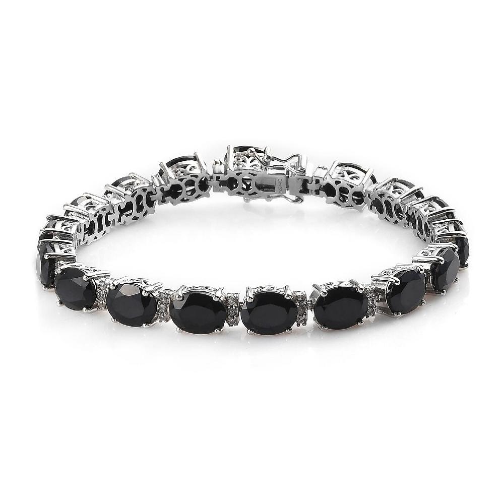 shop lc D'Joy Thai Black Spinel White Zircon Bracelet in Platinum Over Sterling Silver 40.50 ctw (7.25 Inches)