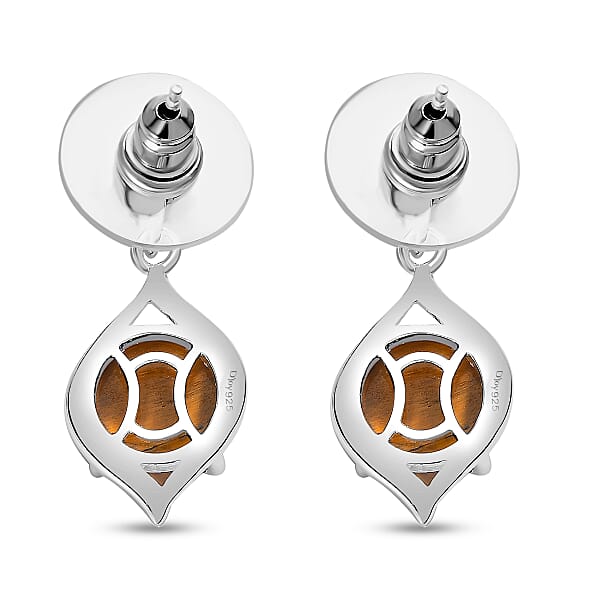 Shop Lc D'Joy Tiger's Eye 9.00 Ctw Drop Earrings In Sterling Silver