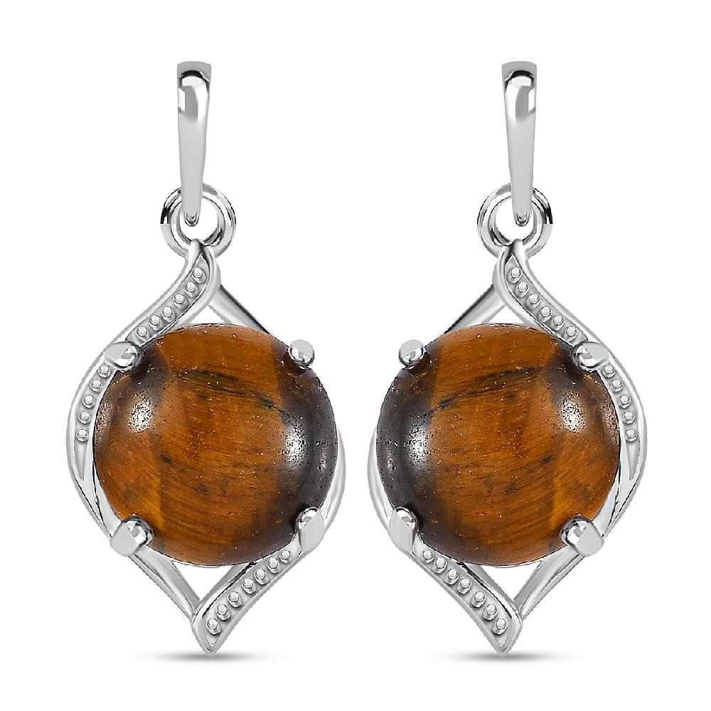 shop lc D'Joy Tiger's Eye 9.00 ctw Drop Earrings in Sterling Silver