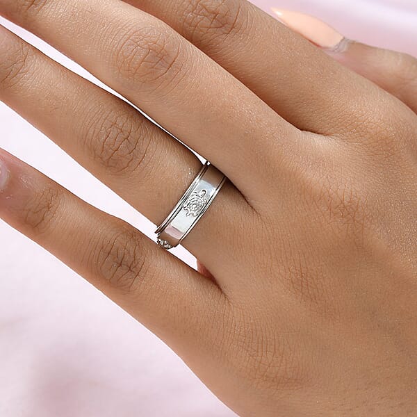 Shop Lc D'Joy Turtle Band Spinner Ring In Sterling Silver 5 Grams
