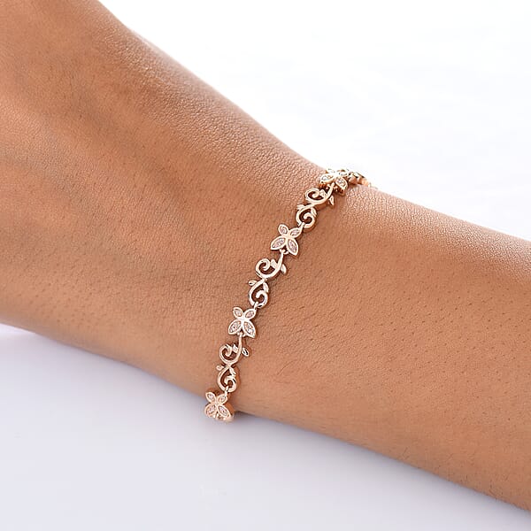 Shop Lc D'Joy Uncut Natural Pink Diamond 0.25 Ctw Butterfly Bracelet In 18K Vermeil Rose Gold Over Sterling Silver (7.25 In)