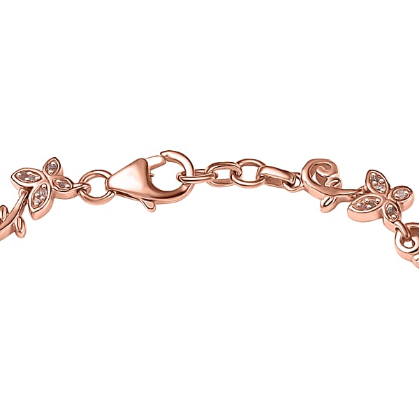 Shop Lc D'Joy Uncut Natural Pink Diamond 0.25 Ctw Butterfly Bracelet In 18K Vermeil Rose Gold Over Sterling Silver (7.25 In)