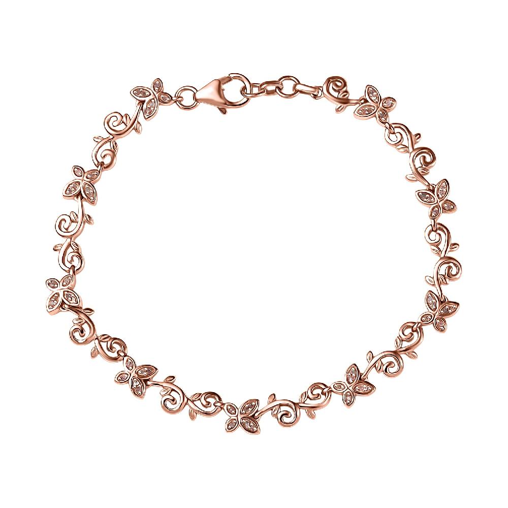 shop lc D'Joy Uncut Natural Pink Diamond 0.25 ctw Butterfly Bracelet in 18K Vermeil Rose Gold Over Sterling Silver (7.25 In)