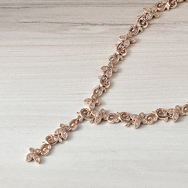 Shop Lc D'Joy Uncut Natural Pink Diamond 0.55 Ctw Butterfly Necklace In 18K Vermeil Rose Gold Over Sterling Silver 18-20 Inches