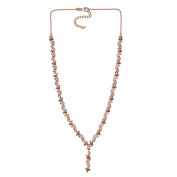 Shop Lc D'Joy Uncut Natural Pink Diamond 0.55 Ctw Butterfly Necklace In 18K Vermeil Rose Gold Over Sterling Silver 18-20 Inches