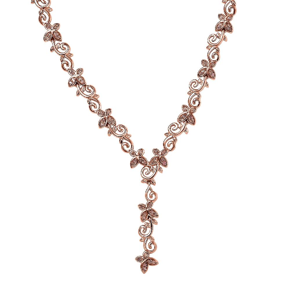shop lc D'Joy Uncut Natural Pink Diamond 0.55 ctw Butterfly Necklace in 18K Vermeil Rose Gold Over Sterling Silver 18-20 Inches