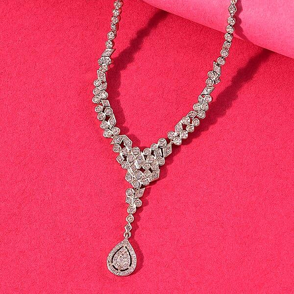 Shop Lc D'Joy Uncut Natural Pink Diamond 1.00 Ctw Drop Necklace In 18K Vermeil Rose Gold Over Sterling Silver 20 Inches