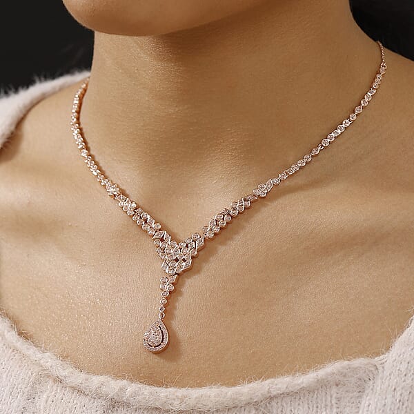 Shop Lc D'Joy Uncut Natural Pink Diamond 1.00 Ctw Drop Necklace In 18K Vermeil Rose Gold Over Sterling Silver 20 Inches