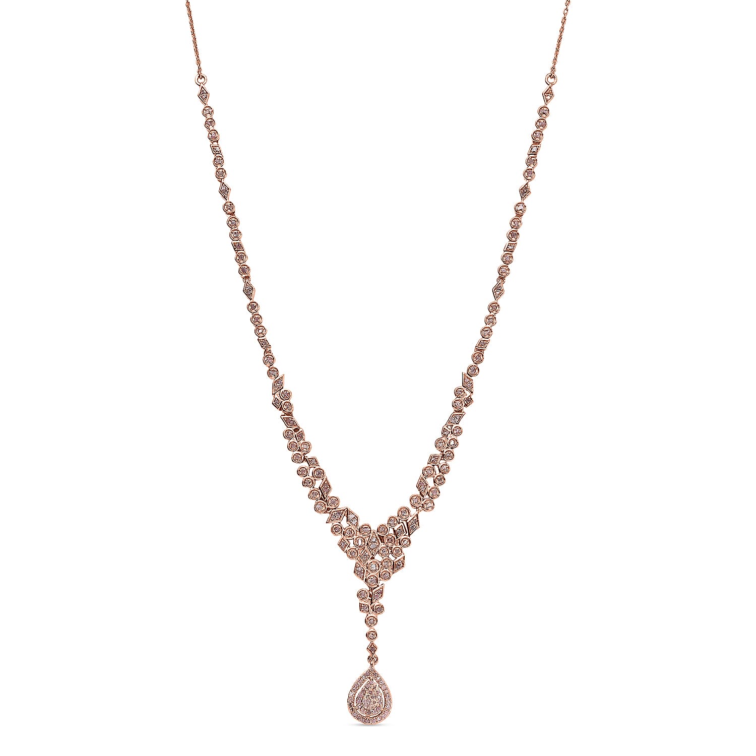 shop lc D'Joy Uncut Natural Pink Diamond 1.00 ctw Drop Necklace in 18K Vermeil Rose Gold Over Sterling Silver 20 Inches