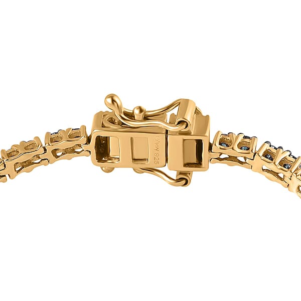 Shop Lc D'Joy Venice Blue Diamond I2-I3 Tennis Bracelet In Vermeil Yellow Gold Over Sterling Silver (7.25 In) 3.00 Ctw