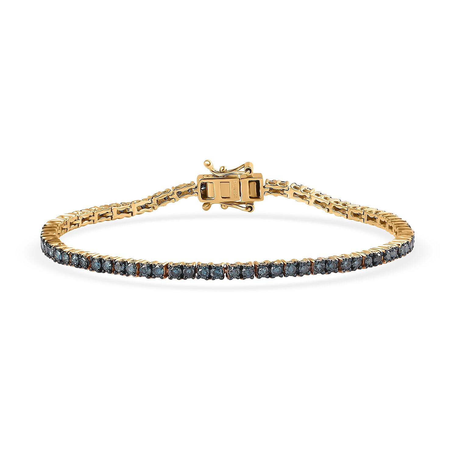 shop lc D'Joy Venice Blue Diamond I2-I3 Tennis Bracelet in Vermeil Yellow Gold Over Sterling Silver (7.25 In) 3.00 ctw