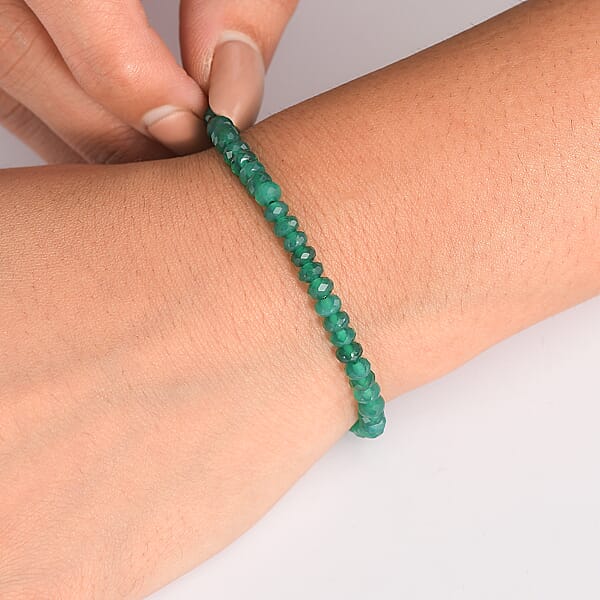 Shop Lc D'Joy Verde Onyx 20.00 Ctw Beaded Bracelet In 18K Vermeil Yellow Gold Over Sterling Silver (7.25 In)