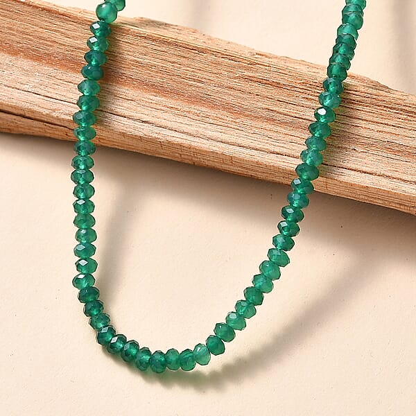Shop Lc D'Joy Verde Onyx Beaded Necklace In 18K Vermeil YG Over Sterling Silver 50.00 Ctw (18-20 Inches)