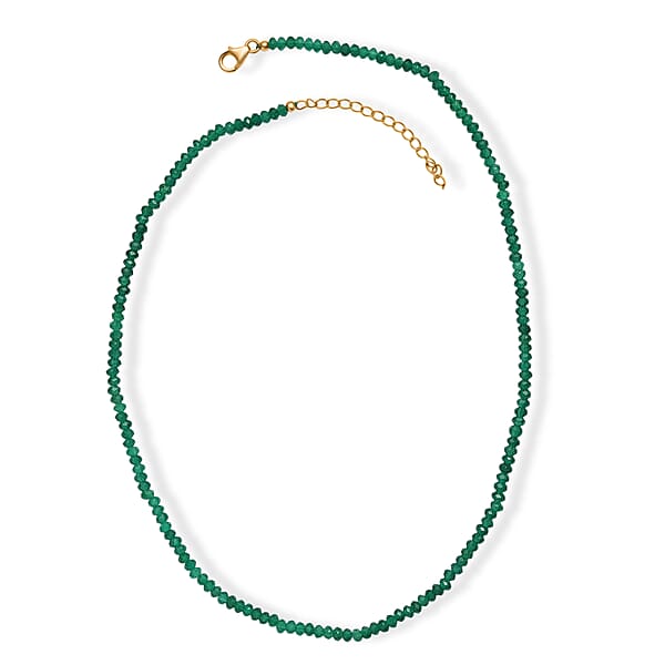 Shop Lc D'Joy Verde Onyx Beaded Necklace In 18K Vermeil YG Over Sterling Silver 50.00 Ctw (18-20 Inches)