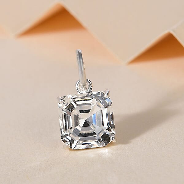 Shop Lc D'Joy White Crystal Solitaire Pendant Without Chain In Sterling Silver
