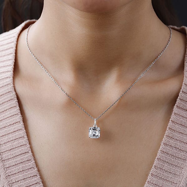 Shop Lc D'Joy White Crystal Solitaire Pendant Without Chain In Sterling Silver