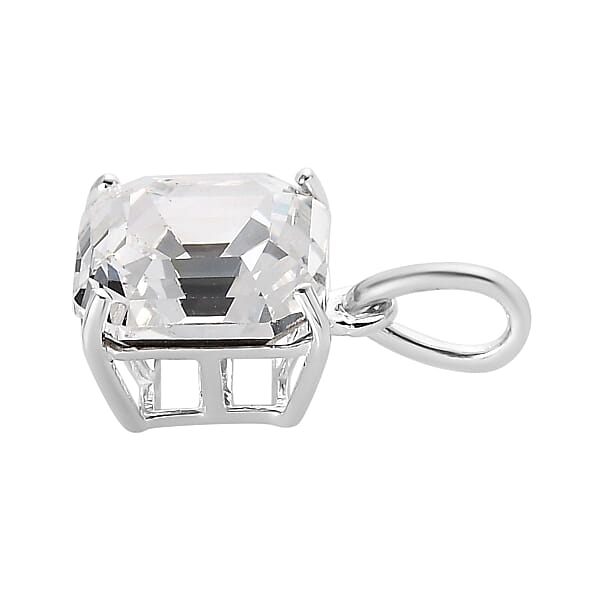Shop Lc D'Joy White Crystal Solitaire Pendant Without Chain In Sterling Silver