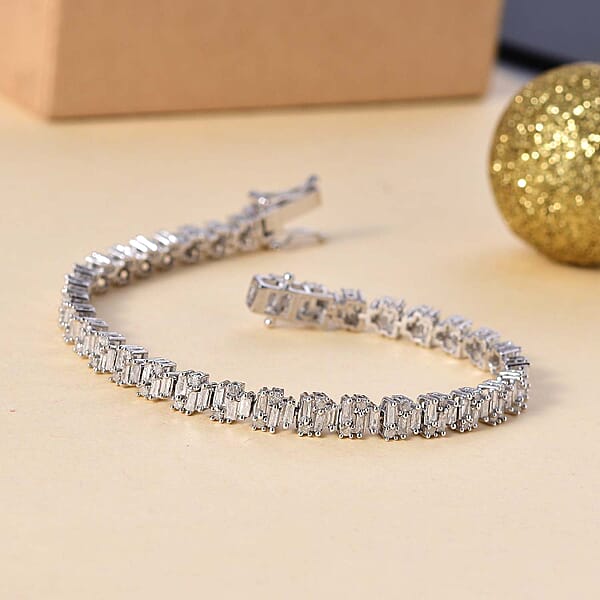 Shop Lc D'Joy White Diamond 4.00 Ctw Art Deco Bracelet In Rhodium Over Sterling Silver (7.25 In)