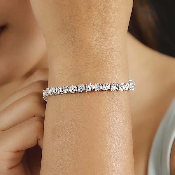 Shop Lc D'Joy White Diamond 4.00 Ctw Art Deco Bracelet In Rhodium Over Sterling Silver (7.25 In)