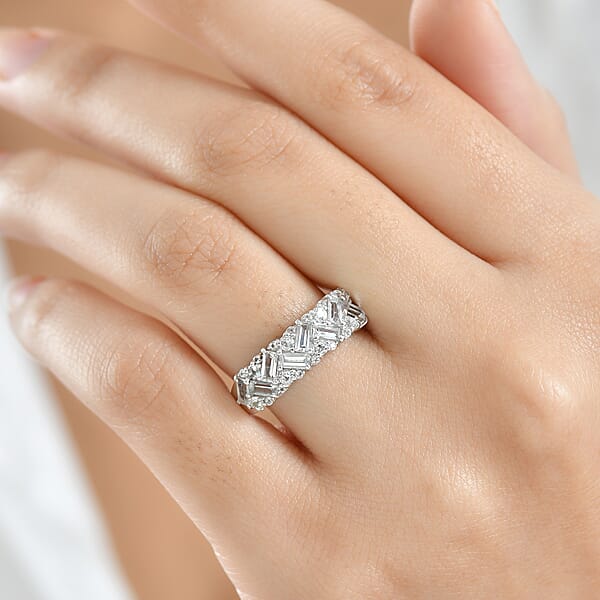 Shop Lc D'Joy White Topaz 1.50 Ctw Ring In Platinum Over Sterling Silver