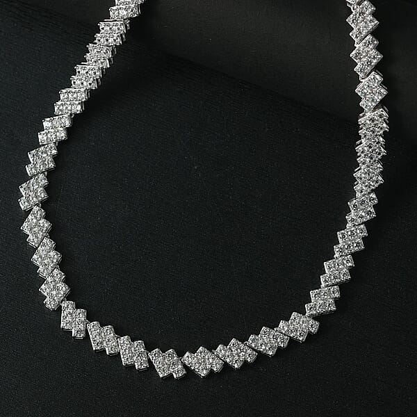 Shop Lc D'Joy White Zircon 13.65 Ctw Necklace 18 Inches In Rhodium Over Sterling Silver
