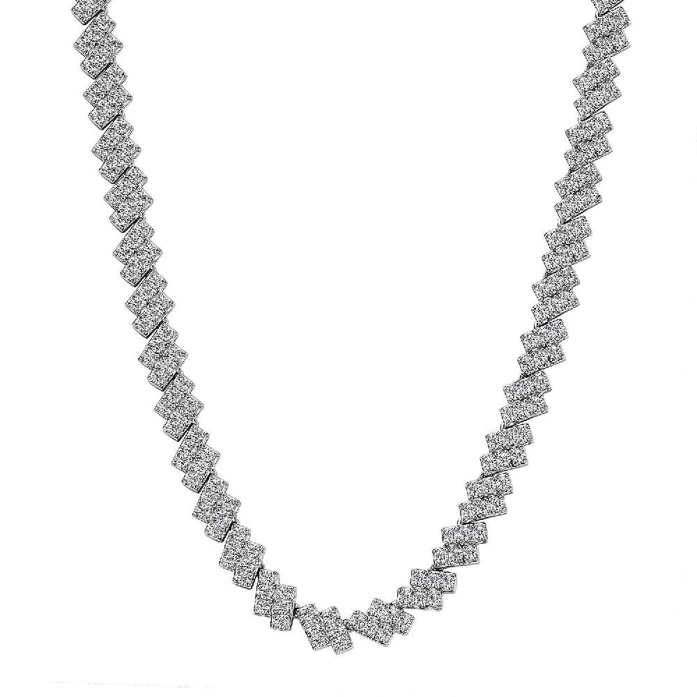 shop lc D'Joy White Zircon 13.65 ctw Necklace 18 Inches in Rhodium Over Sterling Silver