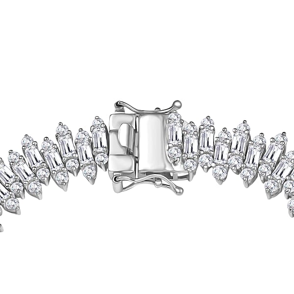 Shop Lc D'Joy White Zircon 15.75 Ctw Sunburst Bracelet In Rhodium Over Sterling Silver (6.50 In)