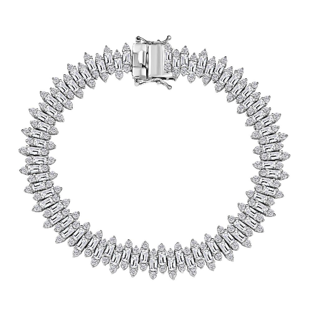 shop lc D'Joy White Zircon 17.75 ctw Sunburst Bracelet in Rhodium Over Sterling Silv (7.25 In)