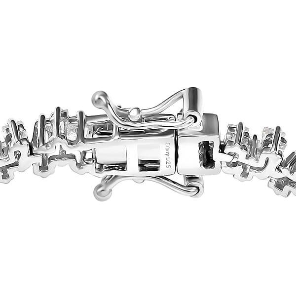 Shop Lc D'Joy White Zircon 8.20 Ctw Waves Bracelet In Rhodium Over Sterling Silver (7.25 In)