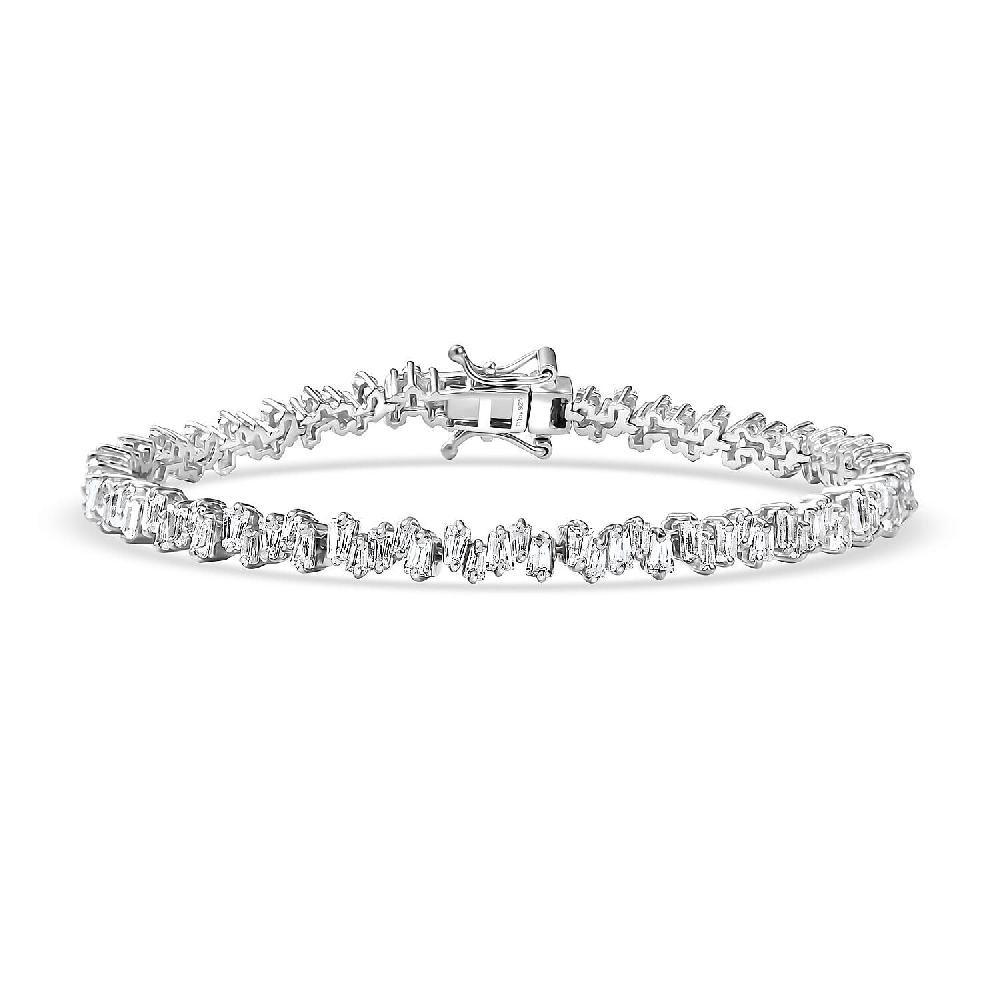 shop lc D'Joy White Zircon 8.20 ctw Waves Bracelet in Rhodium Over Sterling Silver (7.25 In)