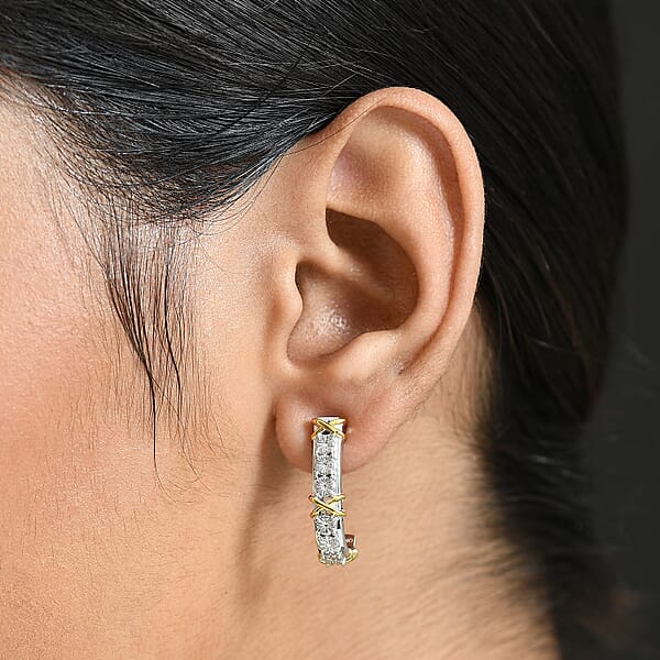 Shop Lc D'Joy XOXO Earrings In 18K Vermeil YG And Rhodium Over Sterling Silver 4.81 Grams