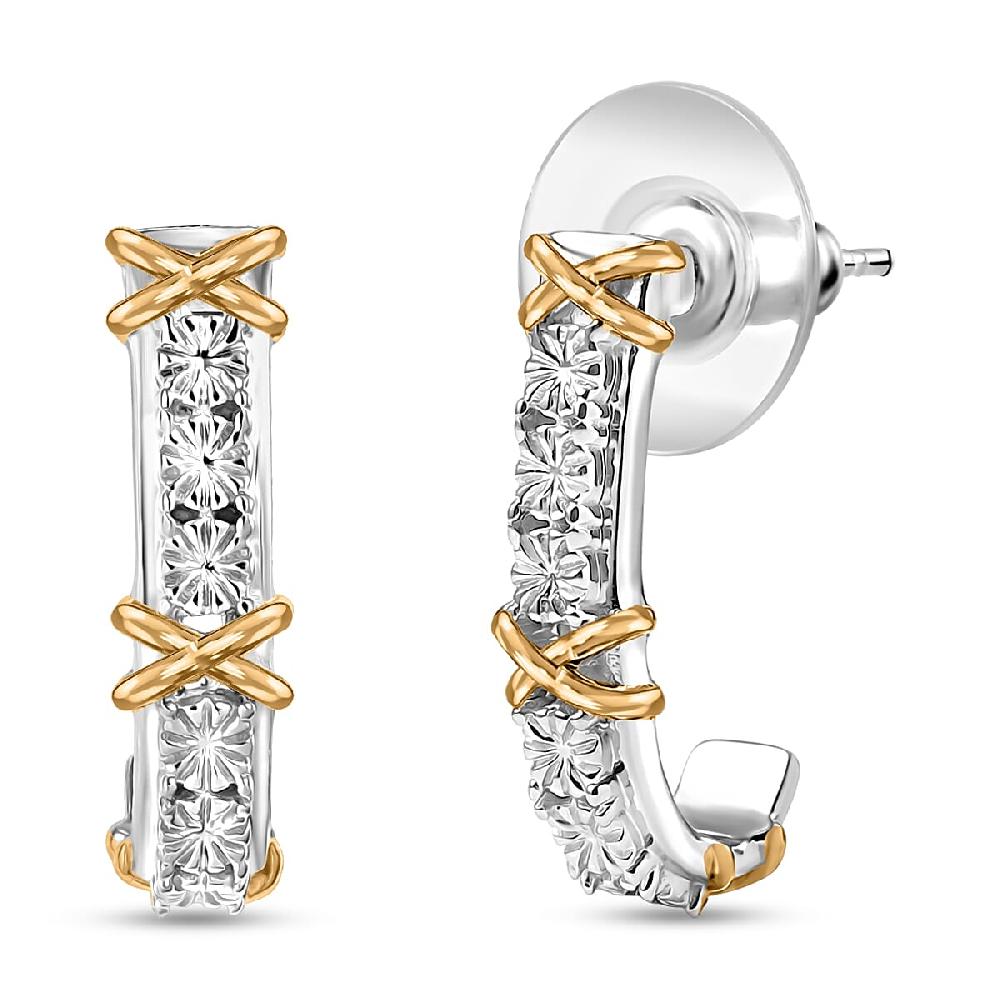 shop lc D'Joy XOXO Earrings in 18K Vermeil YG and Rhodium Over Sterling Silver 4.81 Grams