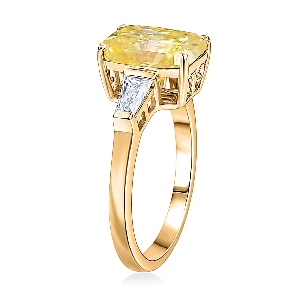 Shop Lc D'Joy Yellow And White Moissanite 3.80 Ctw Eternal Prism Ring In 18K Vermeil Yellow Gold Over Sterling Silver