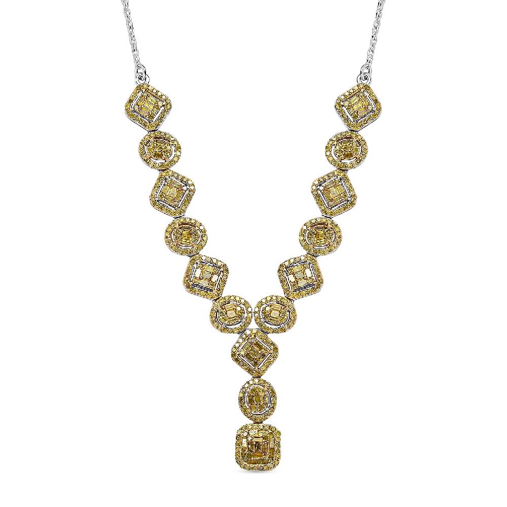 shop lc D'Joy Yellow Diamond 2.33 ctw Art Deco Elegance Necklace in Rhodium Over Sterling Silver 18 Inches